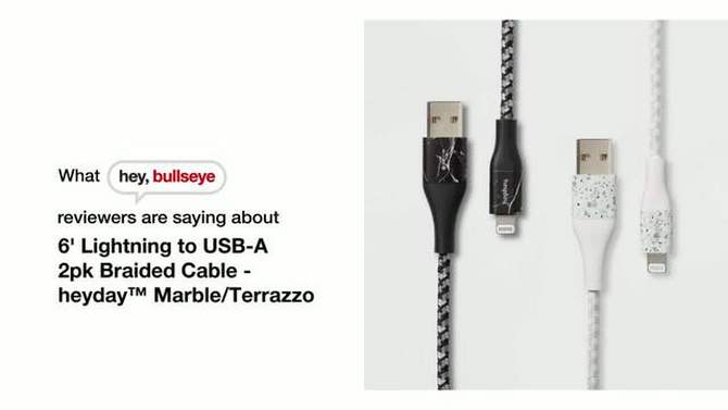 6' Lightning to USB-A 2pk Braided Cable - heyday™, 2 of 7, play video