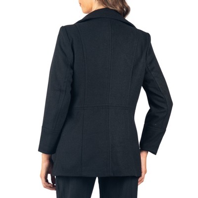 Alpine Swiss Emma Women's Wool Peacoat – Double-Breasted 3/4 Length Overcoat, Stylish & Warm Blazer for Fall & Winter Black 2XL — фото 5