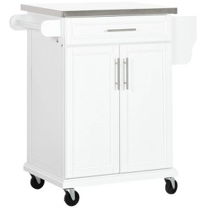 LunaLulinlk Kitchen Island on Wheels, Rolling Kitchen Cart with Stainless Steel Countertop, Drawer, Towel Rack - 1 of 4
