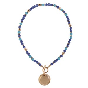 RACHEL Rachel Roy Blue Beaded Toggle Necklace with Gold Tone Disc Pendant - 1 of 2