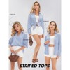 EXLURA Womens Striped Button Down Shirts Long Sleeve Stylish Collared Office Work Blouses Tops - 3 of 4