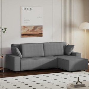 70" Oversized Cloud Couch, Mid Century Chenille Sofa with USB Charging Ports & Side Pockets, Deep Seat Wood Frame, Beige - 1 of 4