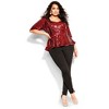 Women's Plus Size Sequin Puff Top - crimson | CITY CHIC - 3 of 4
