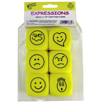 Koplow Games Foam Expressions Dice, Set of 6, 3 Packs