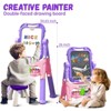 Aoibox Adjustable Double Sided Magnetic Drawing Art Easel for Kids with Letters Numbers Creative Learning Board Purple - 3 of 4