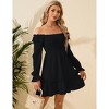 Women's Smocked Square Neck Short Dress Ruffle Long Puff Sleeve Casual Mini Dress Wedding Guest Dresses for Women - 4 of 4