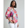 Jones New York Petite V-Neck Print Tie-Sleeve Blouse - 2 of 3