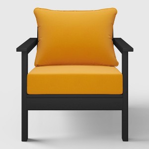 WestinTrends Avalon Black Outdoor Modern HDPE Patio Club Chair with Deep Seat Cushions - 1 of 4
