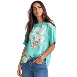 ellos Plus Size Satin-Front Tee - 1 of 4