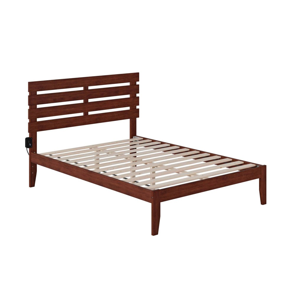 Photos - Bed Frame AFI Full Oxford Bed with USB Turbo Charger Walnut  