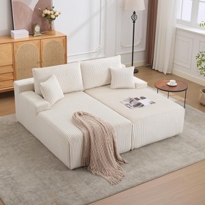 coucheta 79'' Double Oversized Lounge Chair, Boneless Corduroy Sleeper Sofa Bed with 4 Pillows, Reading Loveseat for Living Room, Bedroom - 1 of 4