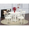 Antique Dinette Set 5 Piece Table & Chairs Linen White Faux Leather Seats Home Kitchen Furniture - 2 of 4