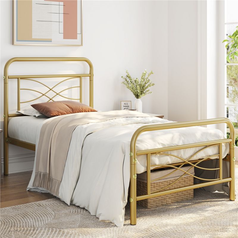 Yaheetech Vintage Metal Bed Frame with headboard, 3 of 12