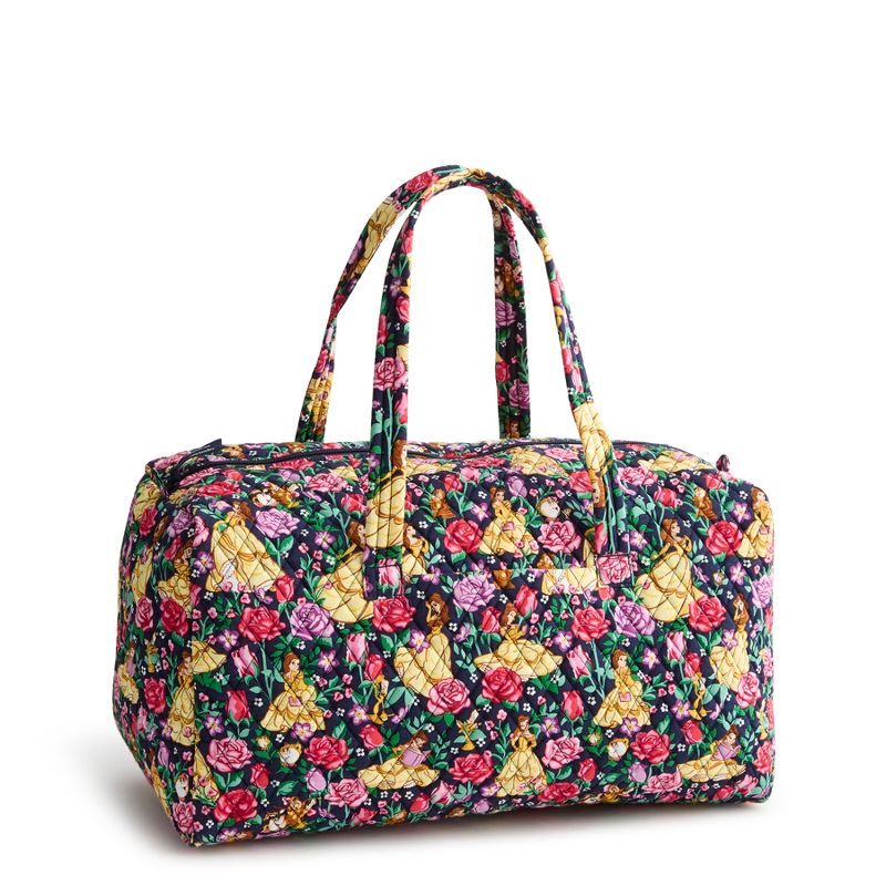 Vera Bradley Women's Disney Princesses Cotton Large Travel Duffel Bag Belle Rose Meadow