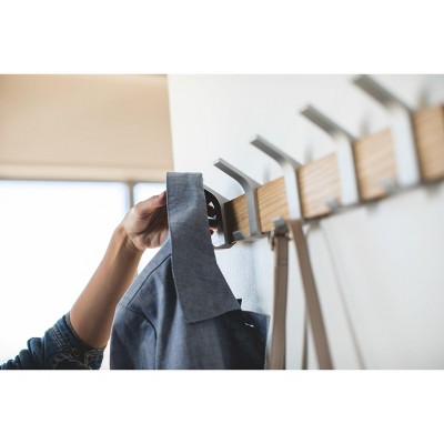 Modern Urban Walnut and Steel Adjustable Wall-Mounted Coat Hanger