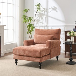 Modern Fabric Upholstered Chaise Lounge Chair,Accent Chair with Cushion and Wood Frame for Living Room,Indoor Lounge Sofa Chair-Koiai - 1 of 4