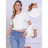 Allegra K Women's Tweed Knit Crew Neck Short Sleeve Cropped Casual Cardigan Jackets - 2 of 4