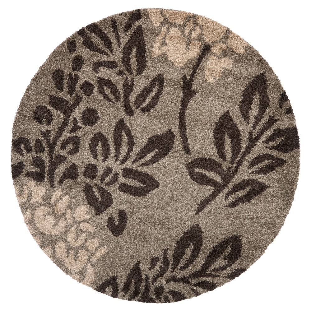 Smoke/Dark Brown Botanical Loomed Round Area Rug - (6'7in Round) - Safavieh