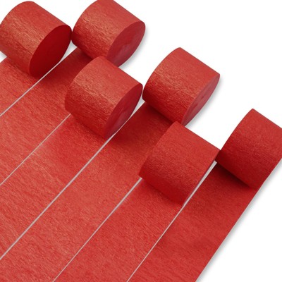 PartyWoo Crepe Paper Streamers Red Pearl 6 Rolls 492 ft 1.8 Inch x 82 Ft Roll
