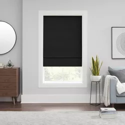 64"x31" Kylie 100% Total Blackout Cordless Roman Blind and Shade Black - Eclipse
