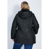 Avenue Women's Plus Size Triple Chevron Hooded Puffer Jacket - 3 of 4