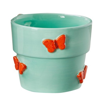 tag Garden Butterfly Planter - Blue Decorative Planter Pot for Indoor and Outdoor Use, 5" x 5" x 4"