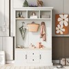 NicBex Hall Tree with Bench Entryway Hall Tree with 3 Hooks, 3 Open Shelves, 2 Drawer and 2 Storage Cabinets Anti-Dumping Hall Tree, White - 2 of 4