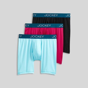 Jockey Generation™ Men's Microfiber Stretch Long Leg Boxer Briefs 3pk - Berry/Mint/Black S - 1 of 4