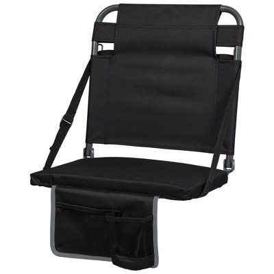 Eastpoint Sports Adjustable Bleacher Backrest Stadium Seat w/ Cup Holder, Black