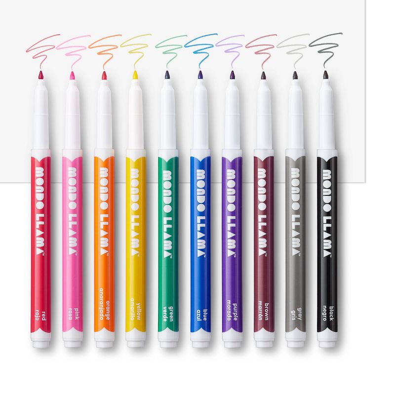 10ct Washable Markers Fine Tip Classic Colors - Mondo Llama&#8482;, 5 of 7