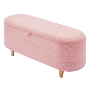 NicBex Modern 42.1" Storage Bench Oval Accent Stool with Wood Frame for Bedroom and Living Room - 1 of 4