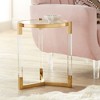 55 Downing Street Glam Acrylic Round Accent Table 19" Wide Clear Glass Tabletop Gold for Living Room Home House Balcony Office - 2 of 4