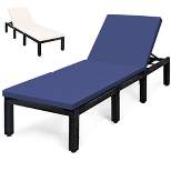 Costway Patio Rattan Lounge Chair Chaise Recliner Adjust Cushion Cover