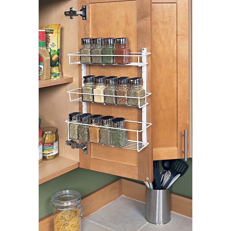 ClosetMaid Adjustable 3 Shelf Spice Rack Organizer Kitchen Pantry Storage for Cabinet Door or Wall Mount with Metal Shelves, White, 4 of 5