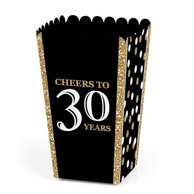 Big Dot of Happiness Adult 30th Birthday - Gold - Birthday Party Favor Popcorn Treat Boxes - Set of 12