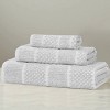 Viscose Cotton Blend Medium Weight Soft Textured Checkered and Ribbed Towel Set by Blue Nile Mills - 2 of 4