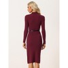 Allegra K Women's Mock Neck Solid Color Ribbed Long Sleeve Slim Fit Bodycon Pencil Knit Sweater Dress - 3 of 4