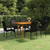 vidaXL Dining Set Black Solid Acacia Wood, PE Rattan, Powder-Coated Steel - 59.1" Table Length 6 Chairs - 2 of 4