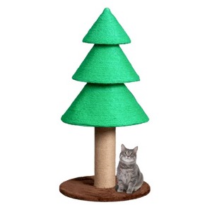 SEVOBAL Pet Tower Christmas Tree Cat Scratcher, Cat Scratching Post for Indoor Cats Cat Scratching Tree Cat Scratch Tower, Green, 15.7"*15.7"*31.5" - 1 of 4