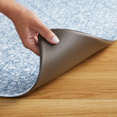 Blue PVC Medallion Anti-Fatigue Comfort Mat with Memory Foam