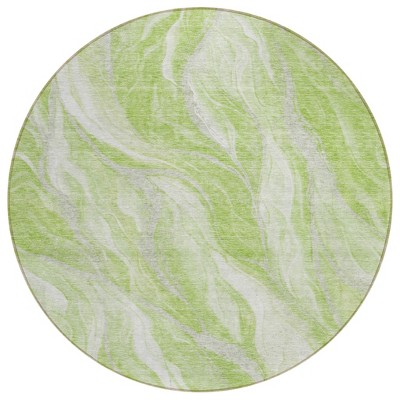 Green And Ivory Abstract Washable Indoor Outdoor Area Rug