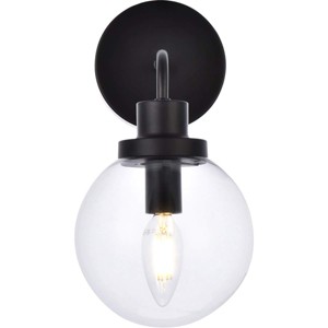 Elegant Lighting Hanson 1 light bath sconce in black with clear shade - 1 of 4