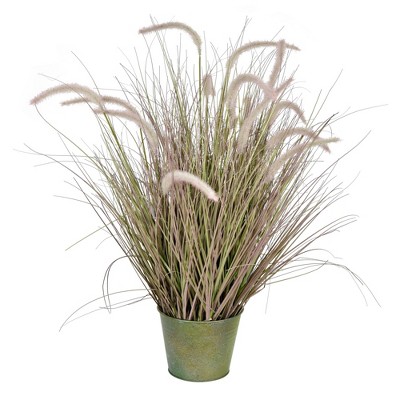 Vickerman Artificial Potted Green Grass with Cattails
