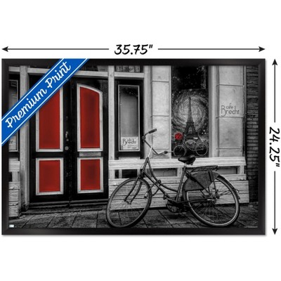 Black and Red Framed Abstract City Bike Poster for Kids