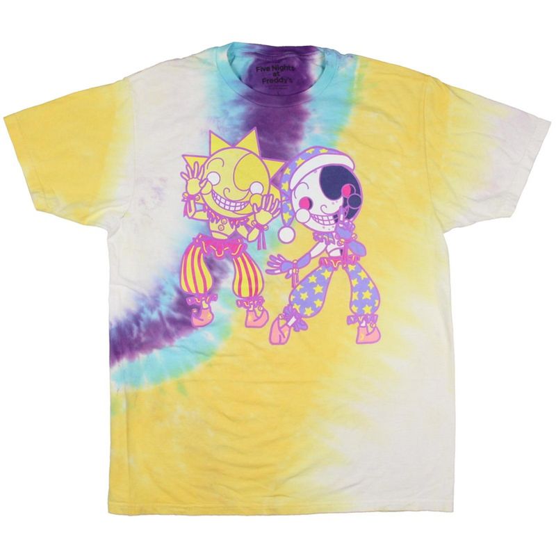 Five Nights at Freddy's Men's Sun And Moon Tie-Dyed Graphic Print T-Shirt Adult, 1 of 5