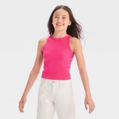 Girls' High Neck Ribbed Tank Top - art class™