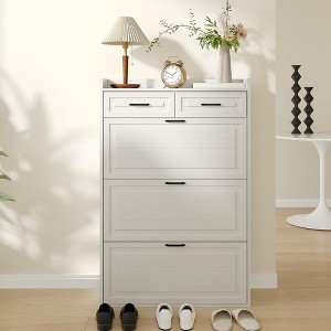 Shoe Cabinet with 3 Flip Drawers and 2 Storage Drawers, Easy to Store 18-24 Pairs of Shoes, Adjustable & Removable Panel, Shoe Storage Cabinet - 1 of 4