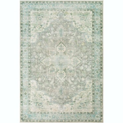 Mark & Day Heiereind 2'x3' Rectangle Woven Indoor Area Rugs Sage: Traditional Medallion, Stain-Resistant, Pet Friendly