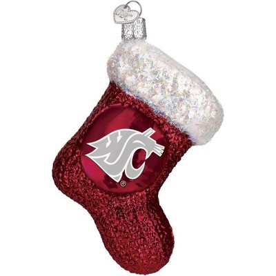 Old World Christmas Blown Glass Ornament for Christmas Tree, WSU Cougar Stocking
