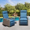 Fontoi Accent Chairs, Recliner Chair with Ratten Frame and Removable Cushion, Lounge Chair with Flip Table for Garden, Blue, 28.78"*41.89"*32.8" - 4 of 4